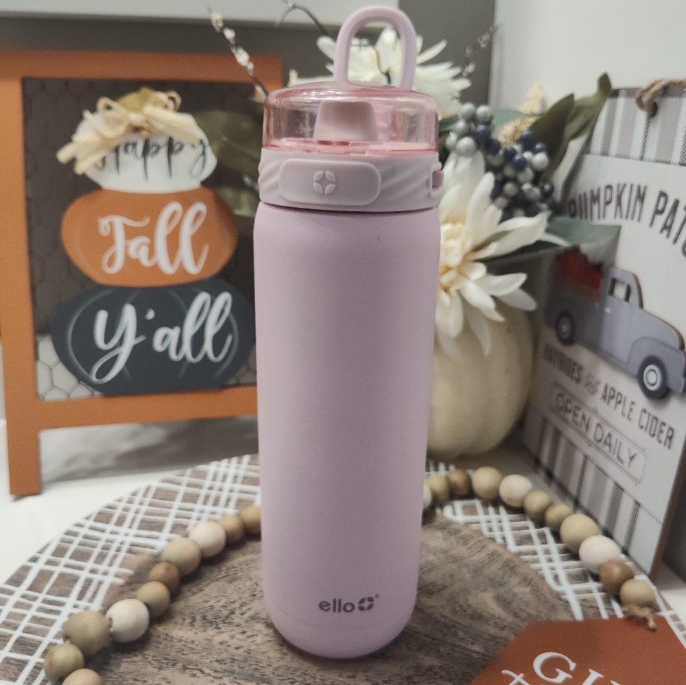 💗EUC ello Brand 22 oz baby pink stainless steel water bottle with handle